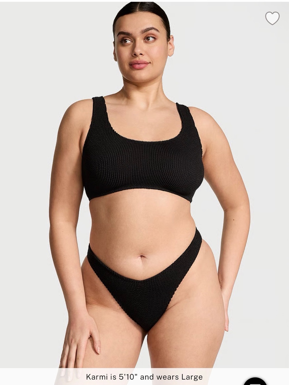 Victoria's Secret Black Ribbed Scoop Bikini Set